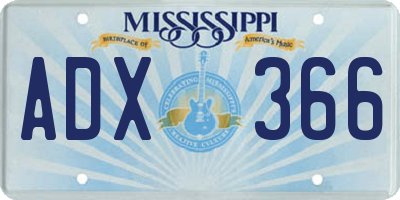 MS license plate ADX366