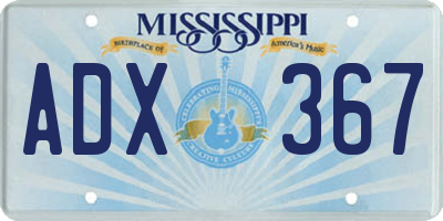 MS license plate ADX367