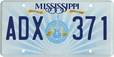 MS license plate ADX371