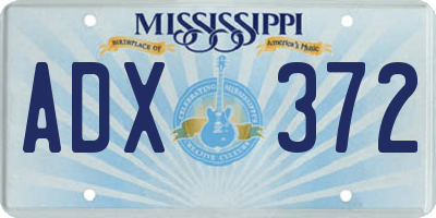 MS license plate ADX372