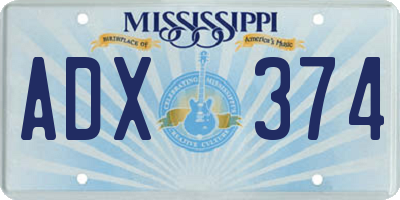 MS license plate ADX374