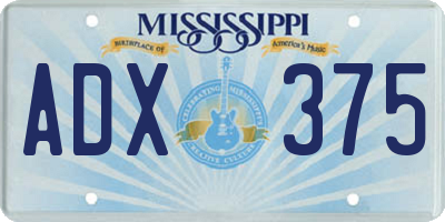 MS license plate ADX375