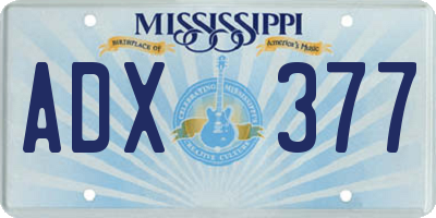 MS license plate ADX377