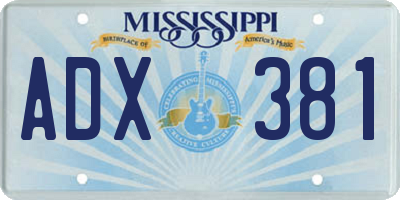 MS license plate ADX381