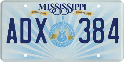 MS license plate ADX384