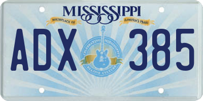 MS license plate ADX385
