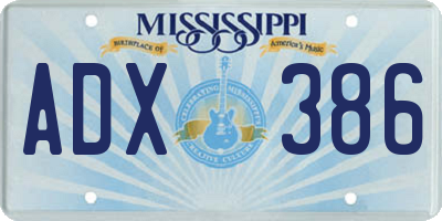 MS license plate ADX386