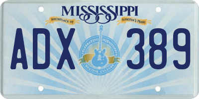 MS license plate ADX389
