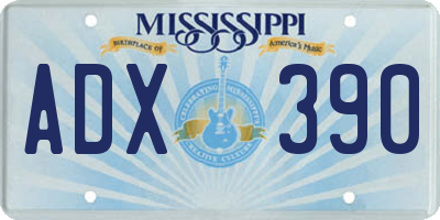 MS license plate ADX390