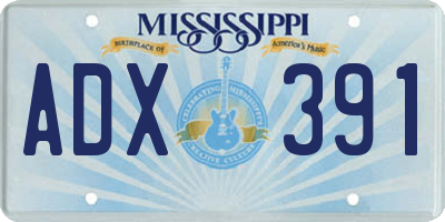 MS license plate ADX391