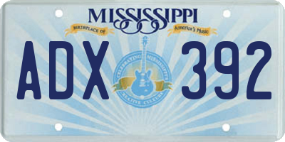 MS license plate ADX392