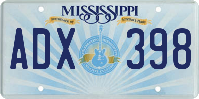 MS license plate ADX398