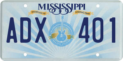 MS license plate ADX401