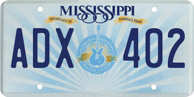 MS license plate ADX402