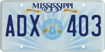 MS license plate ADX403