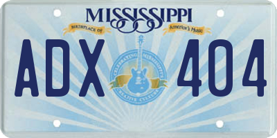 MS license plate ADX404