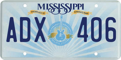 MS license plate ADX406