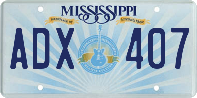 MS license plate ADX407