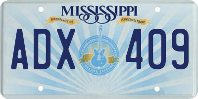 MS license plate ADX409