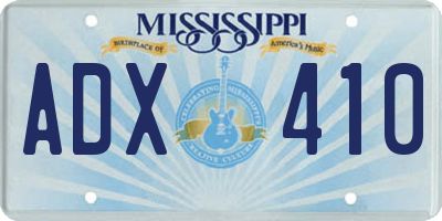 MS license plate ADX410