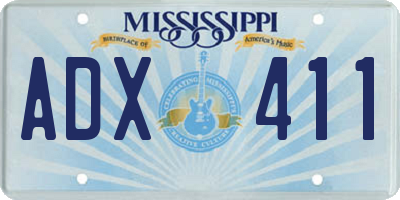 MS license plate ADX411