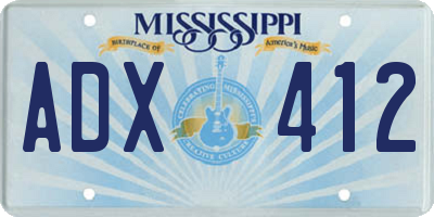 MS license plate ADX412