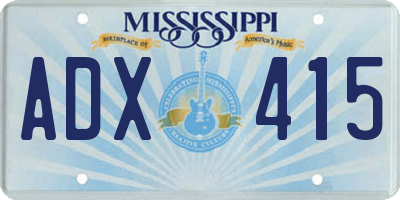 MS license plate ADX415