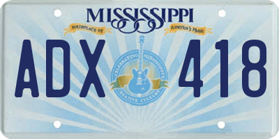 MS license plate ADX418