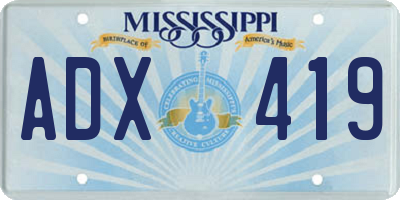 MS license plate ADX419