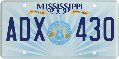 MS license plate ADX430