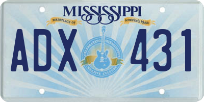 MS license plate ADX431