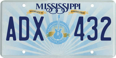 MS license plate ADX432