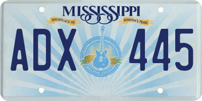 MS license plate ADX445