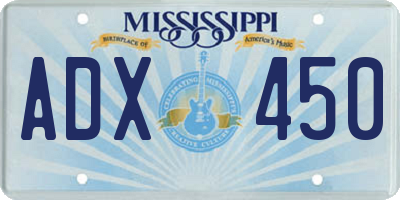 MS license plate ADX450