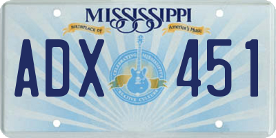 MS license plate ADX451