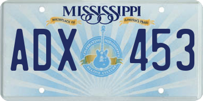 MS license plate ADX453