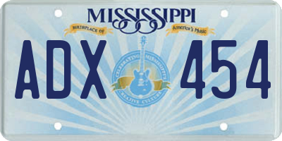 MS license plate ADX454