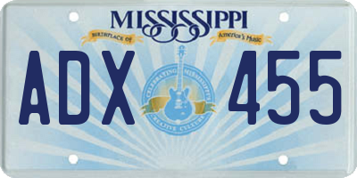 MS license plate ADX455