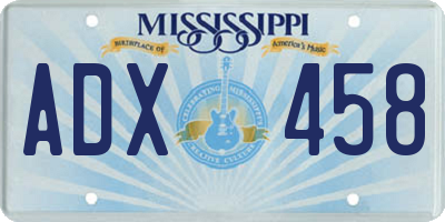 MS license plate ADX458