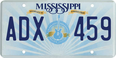 MS license plate ADX459