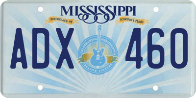 MS license plate ADX460