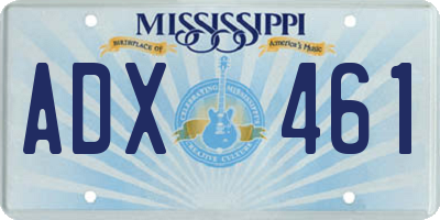 MS license plate ADX461