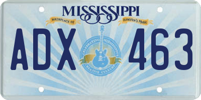 MS license plate ADX463