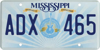 MS license plate ADX465