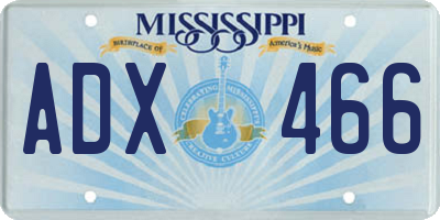 MS license plate ADX466