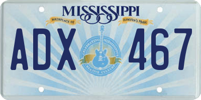 MS license plate ADX467