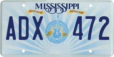 MS license plate ADX472