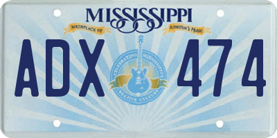 MS license plate ADX474