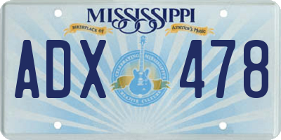 MS license plate ADX478
