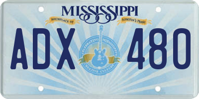 MS license plate ADX480